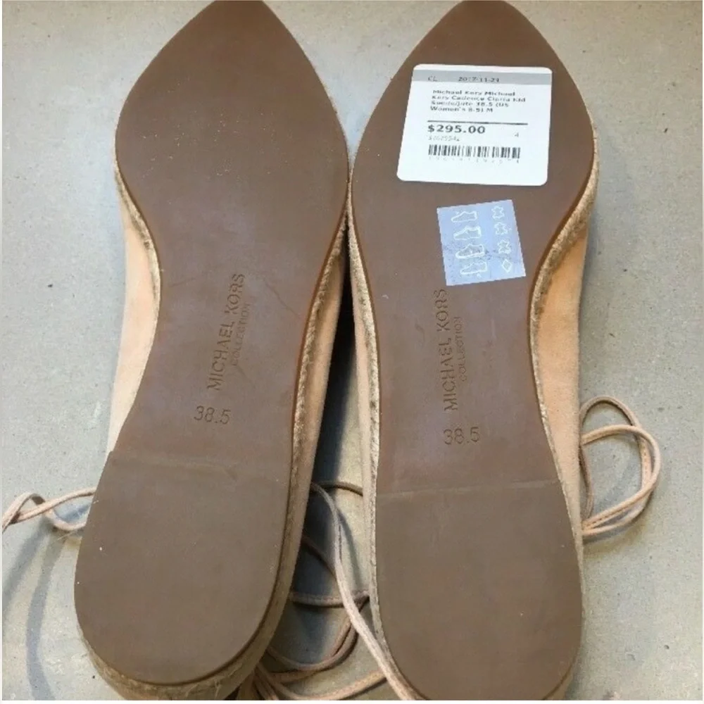 MICHAEL KORS COLLECTION CADENCE POINTED TOE LACEUP ESPADRILLE SHOES 38.5